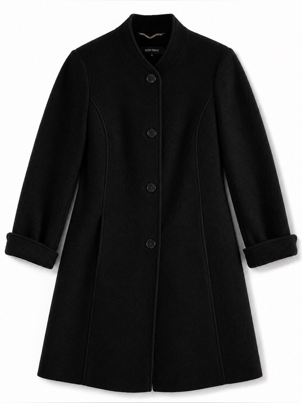 Ellen Tracy Wool Blend A-Line Dress Coat Black Size 12
